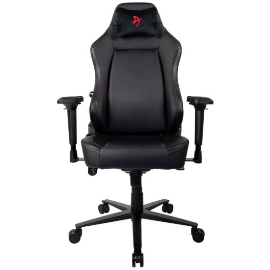 Picture of Arozzi Primo Premium PU Leather Gaming Chair - Recliner, Swivel, Tilt, Rocker, Adjustable Height, 4D Armrests, Neck Pillow, Built-in Lumbar Adjustment, Black with Red Accents