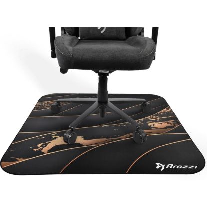Picture of Arozzi Zona Quattro Microfiber Gaming Chair Floor Mat - Anti-Slip, Noise Dampening, for Carpet & Office Chairs, Black Gold