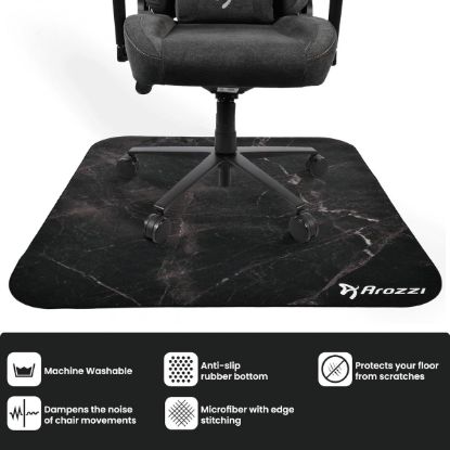Picture of Arozzi Zona Quattro Microfiber Gaming Chair Floor Mat - Anti-Slip, Noise Dampening, for Carpet & Office Chairs, Black Marble