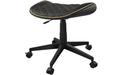 Picture of Cougar CROSSER Multi-Use Gaming Stool - Scalloped Seat, PVC Synthetic Leather, Adjustable Height, 5 Wheels, Up to 120 kg, Black-Gold