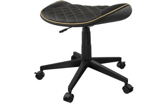 Picture of Cougar CROSSER Multi-Use Gaming Stool - Scalloped Seat, PVC Synthetic Leather, Adjustable Height, 5 Wheels, Up to 120 kg, Black-Gold