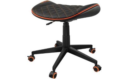 Picture of Cougar CROSSER Multi-Use Gaming Stool - Scalloped Seat, PVC Synthetic Leather, Adjustable Height, 5 Wheels, Up to 120 kg, Black-Orange