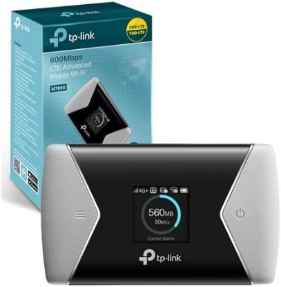Picture of TP-Link M7650 Mobile WLAN Router - 4G/LTE up to 600 Mbit/s, Cat11, 3000 mAh Battery, LCD Display, Unlocked SIM Cards