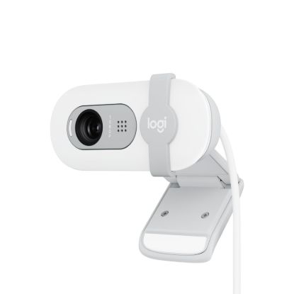 صورة كاميرا ويب Logitech Brio 100 بدقة Full HD 1080p - للاجتماعات والعمل، موازنة إضاءة تلقائية، ميكروفون مدمج وغطاء خصوصية، منفذ USB-A، لون أبيض