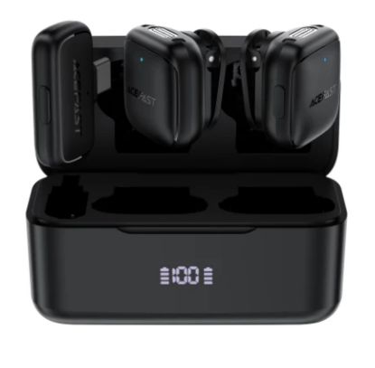 Picture of ACEFAST R6 Dual Wireless Lavalier Microphone Kit with Charging Case - Black