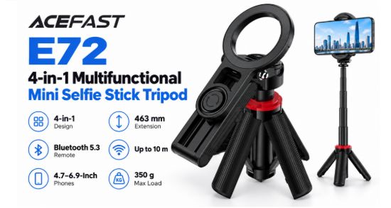 Picture of ACEFAST E72 4-in-1 Multifunctional Mini Selfie Stick Tripod - Black