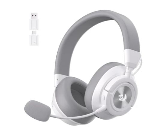 صورة سماعة قيمنق لاسلكية Redragon H889WG رباعية الاتصال (2.4G/بلوتوث/USB/3.5mm)، بطارية 51 ساعة وإمكانية اللعب أثناء الشحن، صوت محيطي 7.1 ودرايفر 53mm، مايك قابل للفصل، لأجهزة PC/PS5/NS/الهاتف - أبيض