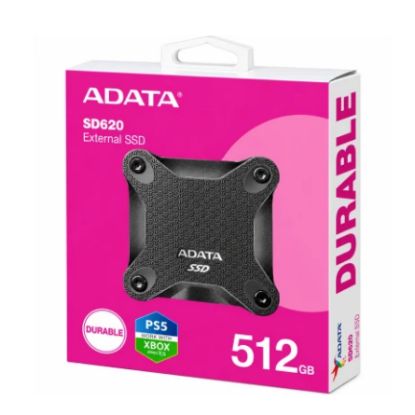 صورة قرص SSD خارجي ADATA SD620 بسعة 512 جيجابايت USB 3.2 Gen2 بتصميم متين مقاوم للصدمات وفق معيار MIL-STD لسقوط حتى 1.22 متر - أسود