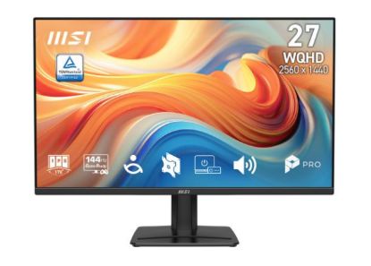 صورة شاشة مكتبية MSI PRO MP275Q E14 مقاس 27 إنش IPS بدقة QHD 2K بمعدل 144 هرتز، تقنية MSI EyesErgo وEye-Q، سماعات مدمجة، منافذ DisplayPort وHDMI - أسود