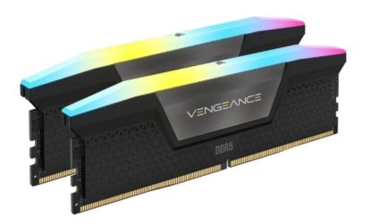صورة كت رام CORSAIR VENGEANCE RGB سعة 48GB (2x24GB) DDR5 بسرعة 6000MT/s وتوقيت CL36 - أسود