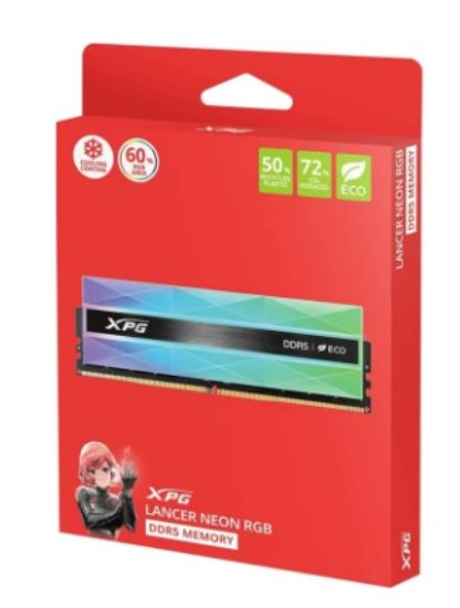 Picture of ADATA XPG LANCER NEON 32 GB [2 x 16 GB] DDR5 6400MHz, CL32, 1.4V, Retail, Silver RGB System Memory