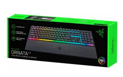 Picture of Razer Ornata V3 Gaming Low-Profile Keys Mecha-Membrane Switches 10-Zone RGB Lighting Spill-Resistant Magnetic Wrist Rest - Arabic / English