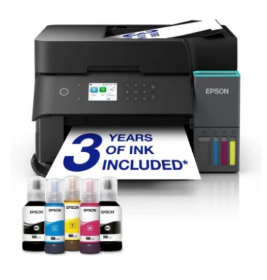 صورة طابعة EPSON EcoTank L6370 بحجم A4 مع واي فاي ومسح/طباعة مزدوجة الوجه، طابعة خزان حبر متعددة الوظائف للشركات الصغيرة والمتوسطة، تقنية Heat-Free مع زجاجات حبر تصل لـ8500 صفحة