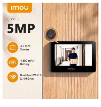 صورة عين باب ذكية IMOU VD1 بدقة 5 ميجابكسل واتصال واي فاي مع شاشة 4.3 إنش