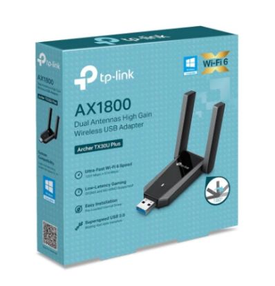 Picture of TP-Link Archer TX30U Plus USB WiFi 6 1800Mbps, High Gain Antennas, 5/2.4GHz USB 3.0 WiFi Dongle, 2xHigh Gain Antenna, WPA3, Win11/10 Only
