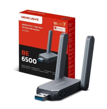 Picture of MERCUSYS MA37BEH BE6500 USB WiFi 7, Tri-Band, High Gain Antennas, Wide Coverage, USB 3.0, WPA3 Encryption Security, MU-MIMO, Windows 10/11