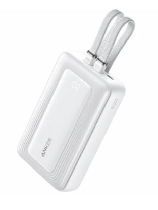 Picture of Anker Zolo Power Bank 20000mAh 30W with Built-In USB-C & Lightning Cables - White