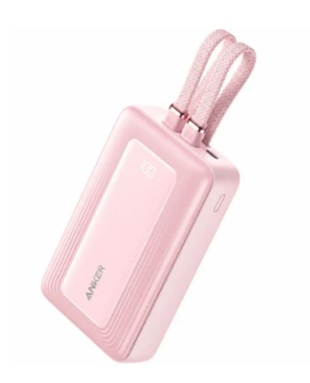 Picture of Anker Zolo Power Bank 20000mAh 30W with Built-In USB-C & Lightning Cables - Pink