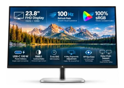 Picture of HP Series 5 Pro 524pu 24" IPS Full HD 100Hz 4-Way Adjustable Stand 100% sRGB HP Eye Ease w/ DisplayPort 1.4 In/Out, USB-A, USB-C, & RJ-45 Ethernet